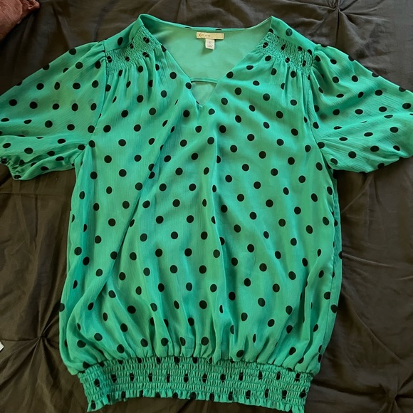 Cato polka-dot lightweight blouse size S.Color-light green with black polka dots - Picture 1 of 5